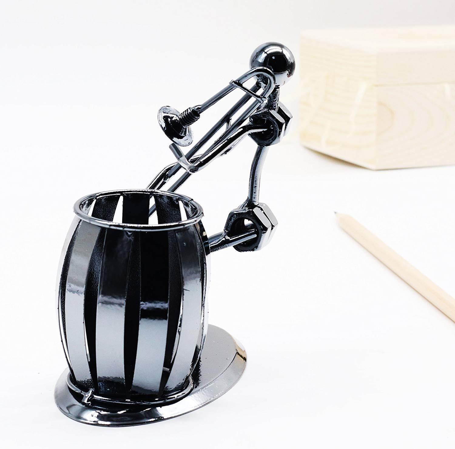 Office Desktop Accessories Metal Pencil Holder Pen Holder Organizer Container Room Decoration (Trombone)