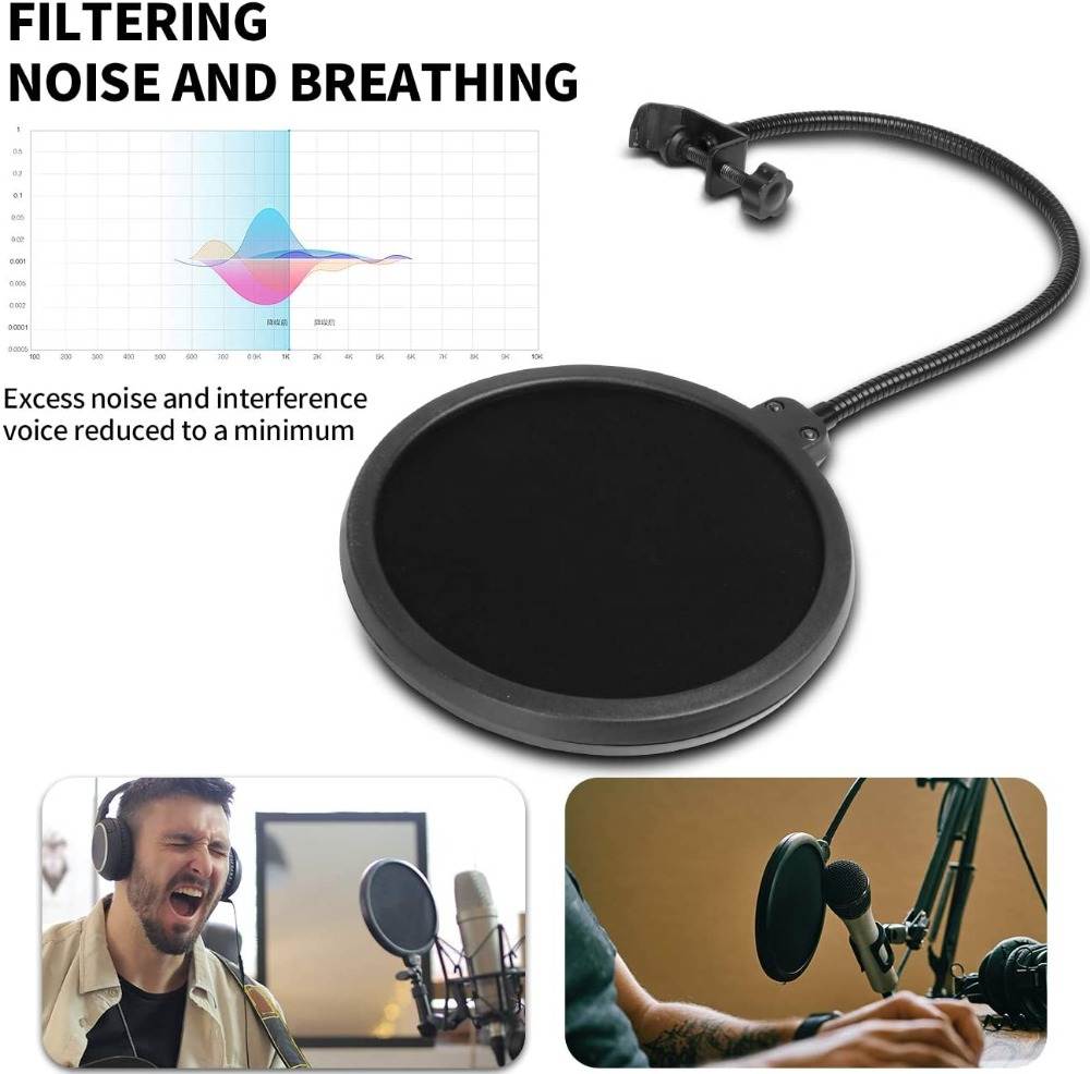 Depusheng Double Layer Studio Microphone Flexible Wind Screen Sound Filter for Broadcast Karaoke YouTube Podcast Recording Accessories