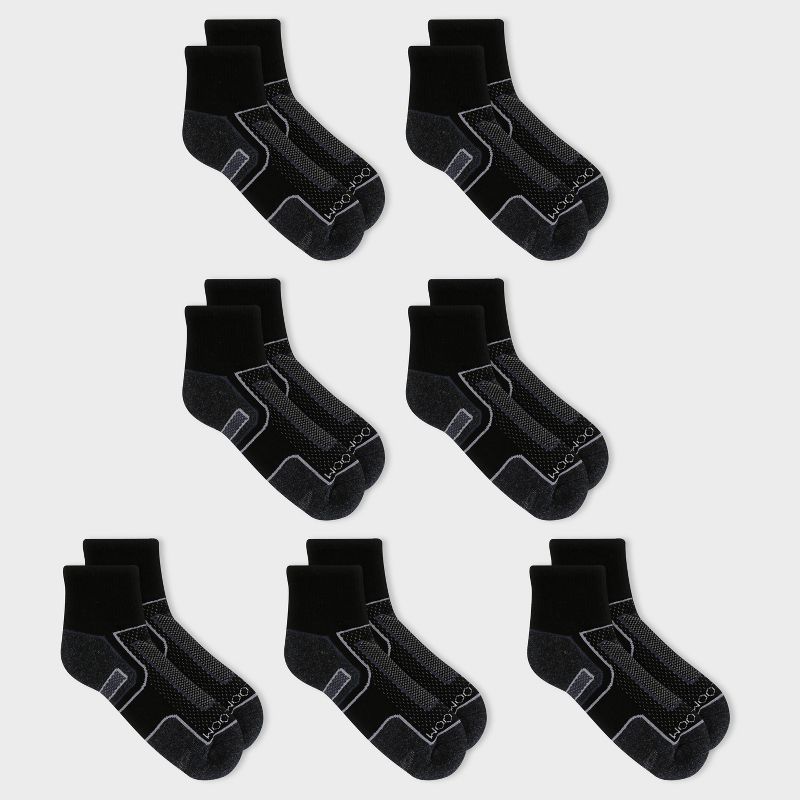 Fruit of the Loom Men's 7pk Cotton Pack Ankle Socks - Black 6-12