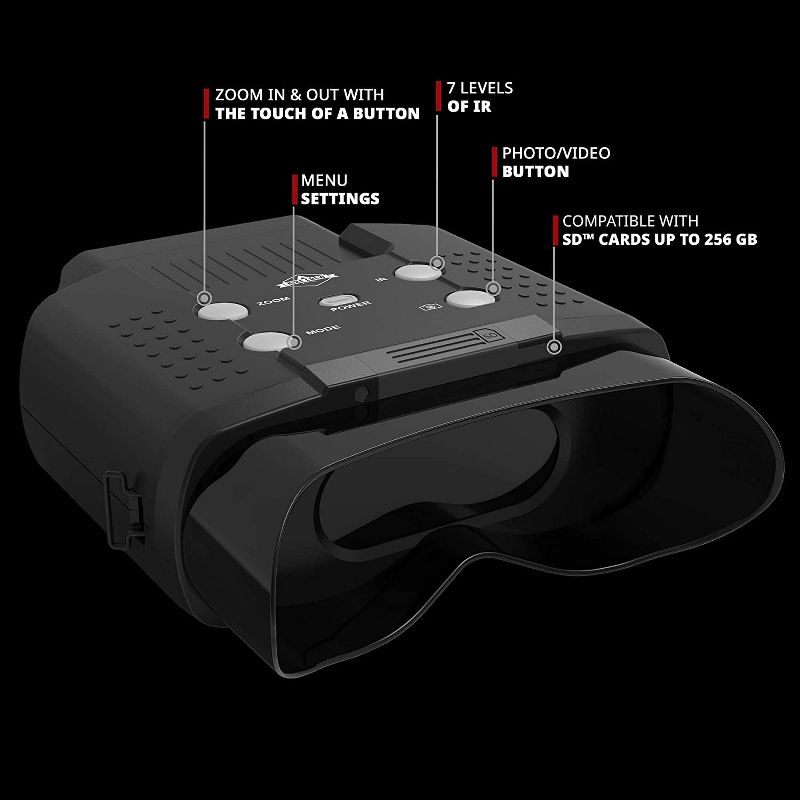 Hike Crew Digital Night Vision Binoculars, Capture Photos & Record Videos, Large LCD Screen with 7 Levels of Brightness for 100% Darkness, Infrared Night Goggles for Hunting