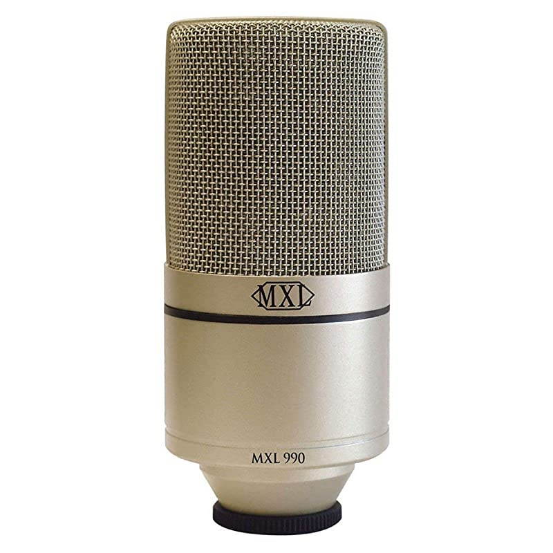MXL 990 Cardioid Condenser Microphone for Podcasts, Recording Vocals and Acoustic Guitars (Champagne) Bundle with  Boom Arm Plus Pop Filter, and 10-FT Balanced XLR Cable
