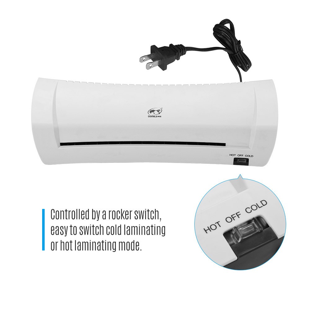 SL200 Laminator Machine Hot and Cold Laminating Machine Two Rollers A4 Size for Document Photo Picture Credit Card Home School Office Electronics Supplies