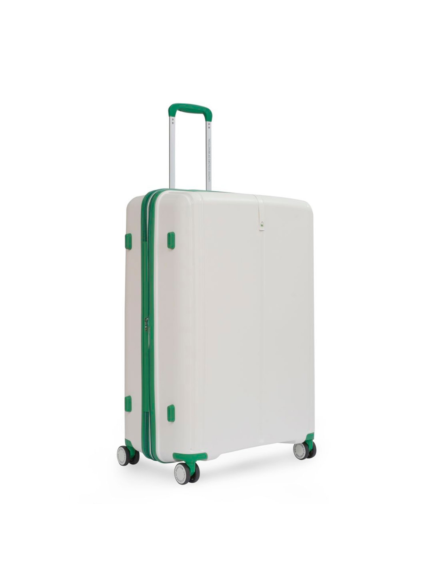 United Colors of Benetton Emerald White Textured Hard Large Trolley Bag - 76 Cm