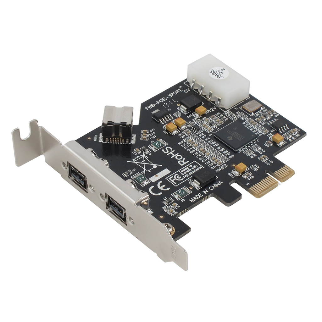 SEDNA - PCI-Express IEEE 1394b FireWire 3 Port Controller Card ( 2 External + 1 Internal ) with Low Profile Bracket
