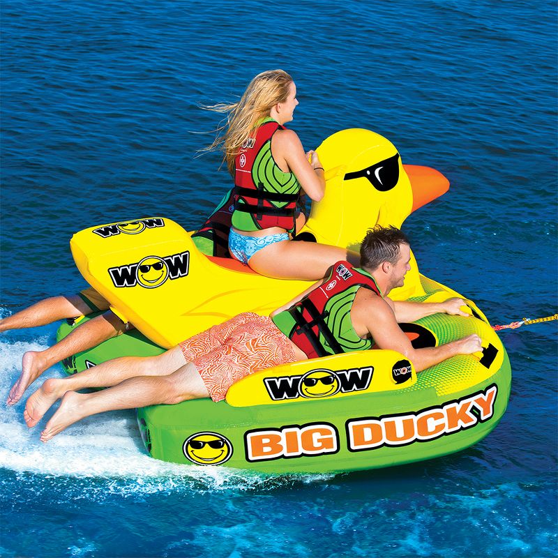 WOW Watersports 18-1140 Heavy Duty Big Ducky 1, 2, or 3 Person Lake Ocean Inflatable Towable Tube, Yellow
