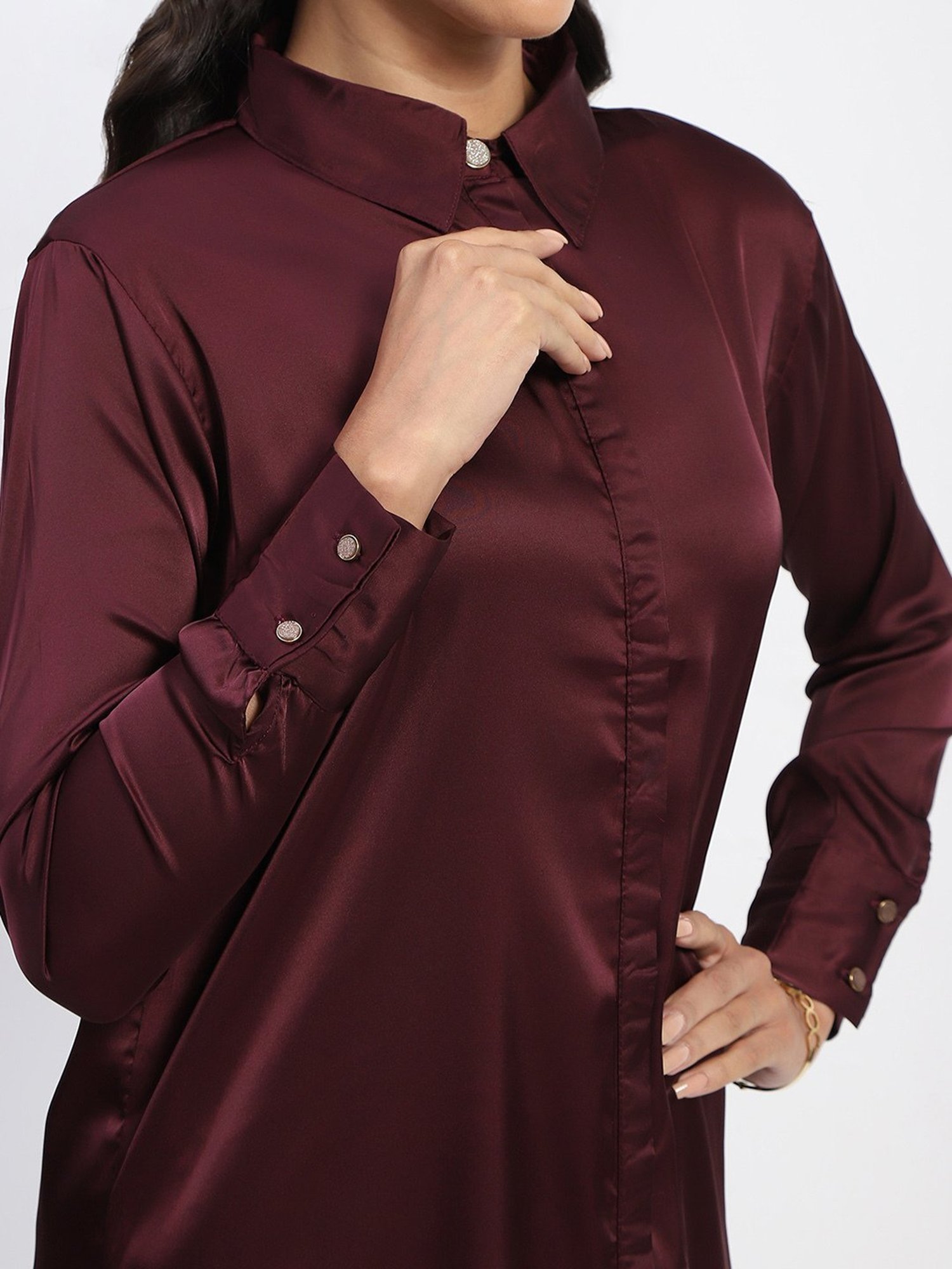 MADAME Wine Relaxed Fit Long Shirt