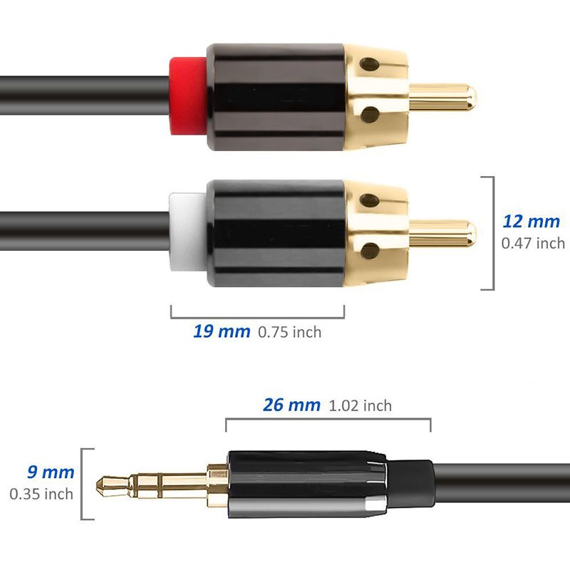 RCA to 3.5mm Audio Cable, Hannord 3.5mm Male to 2RCA Male RCA Cable, Y Splitter Stereo Audio Cable for Subwoofer, Receiver, Speakers and More, 3 Meters / 10ft.