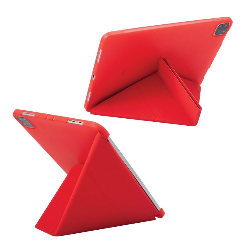Insten - Soft TPU Tablet Case For iPad Pro 12.9" 2020, Multifold Stand, Magnetic Cover Auto Sleep/Wake, Pencil Charging, Red