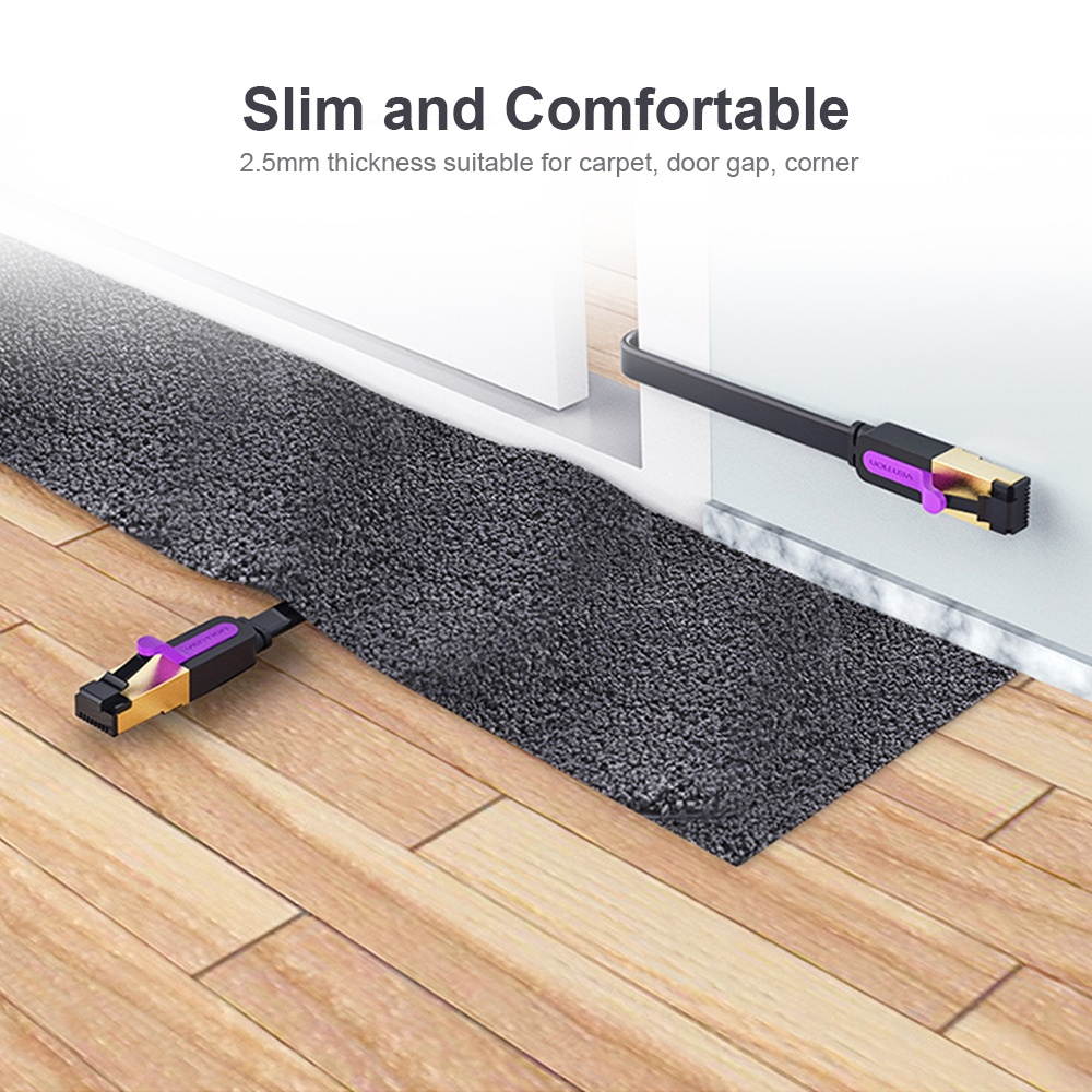 VENTION Cat 7 Ethernet Cable 10 Gigabit Fast Speed Flat Network Cable RJ45 LAN Cable for Home Business 3m/9.84ft