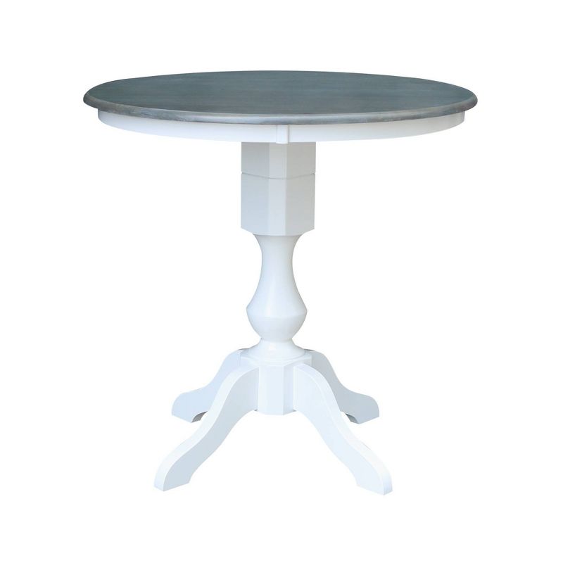 36" Round Counter Height Dining Sets with 2 San Remo Stools White/Heather Gray - International Concepts