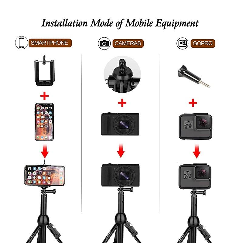 Stick All in one Portable 45 Inch Stick Tripod Phone Tripod Stand with Wireless Remote for iPhone 11 Pro Max Xs Xr X 8 7 6 Plus Android Samsung Huawei OnePlus GoPro Max Hero8