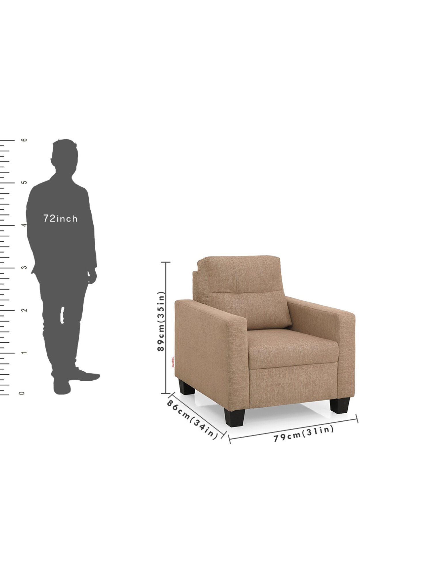 Duroflex Ease Brown Neem Wood 1 Seater Sofa