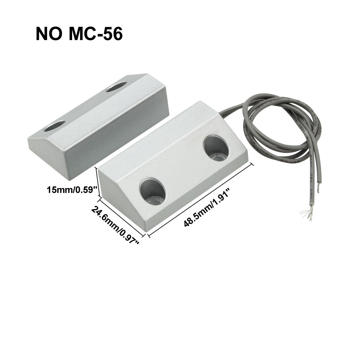 MC-56 NO Alarm Security Rolling Gate Garage Door Contact Magnetic Reed Switch Silver Gray