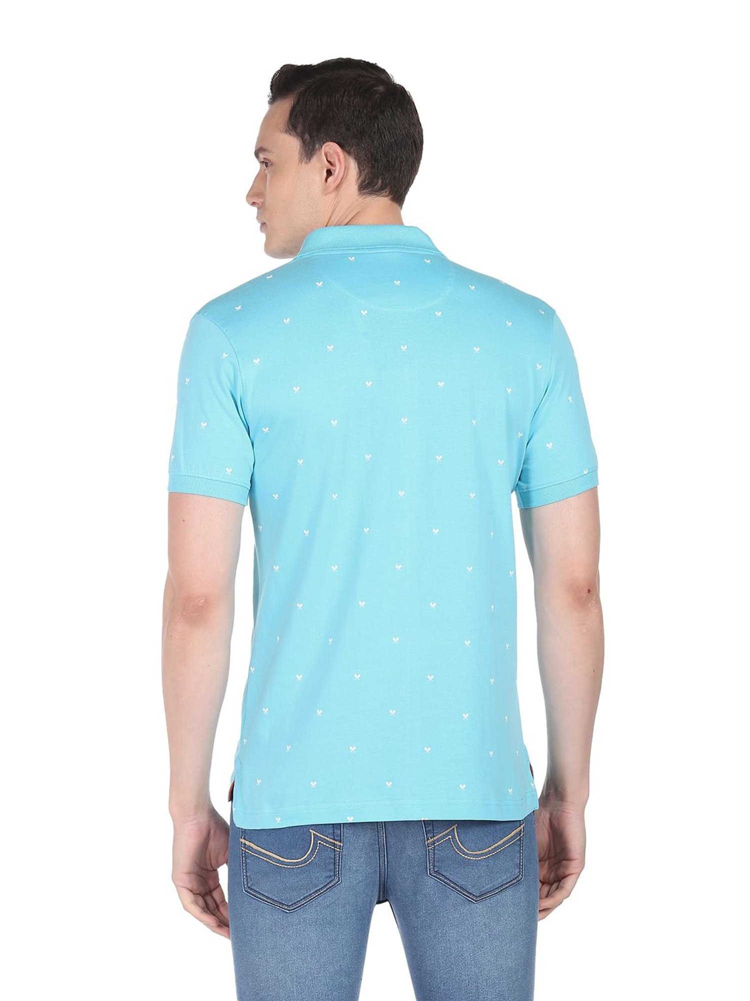 AD by Arvind Sky Blue Polo T-Shirt
