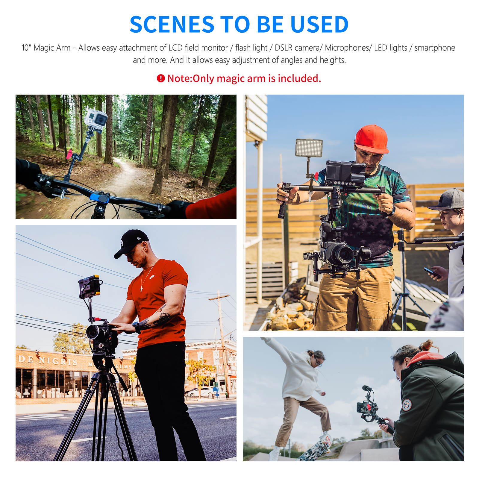 Neewer Upgraded 9.8 inches/25 centimeters Adjustable Friction Magic Arm with Both 1/4-inch Thread Screw, Compatible with Flash, LED Light, Microphone, Monitor, Cage, Super Clamp, Load up to 4.4lbs/2kg