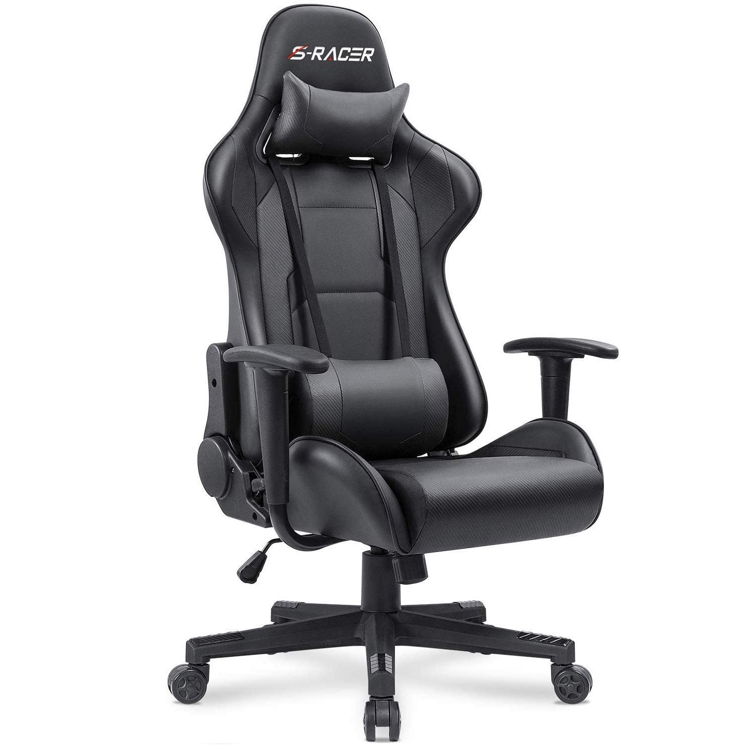 Homall Gaming Chair Office Chair High Back Computer Chair PU Leather Desk Chair Racing Executive Ergonomic Swivel Task Chair, Seat Height Adjustable, with Headrest and Lumbar Support (Blue)