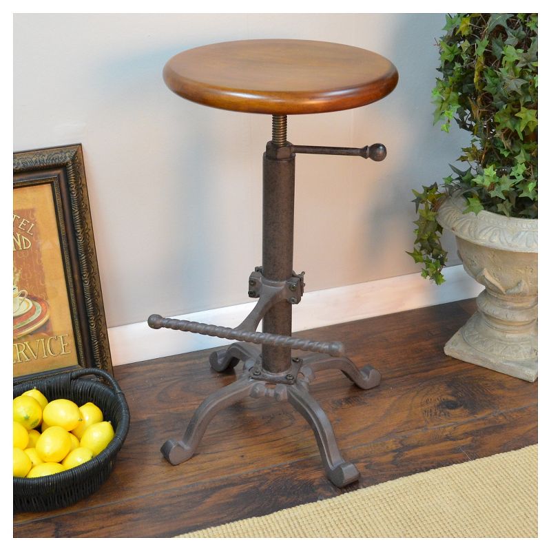 24" Ryder Swivel Adjustable Barstool Industrial Chestnut - Carolina Chair & Table