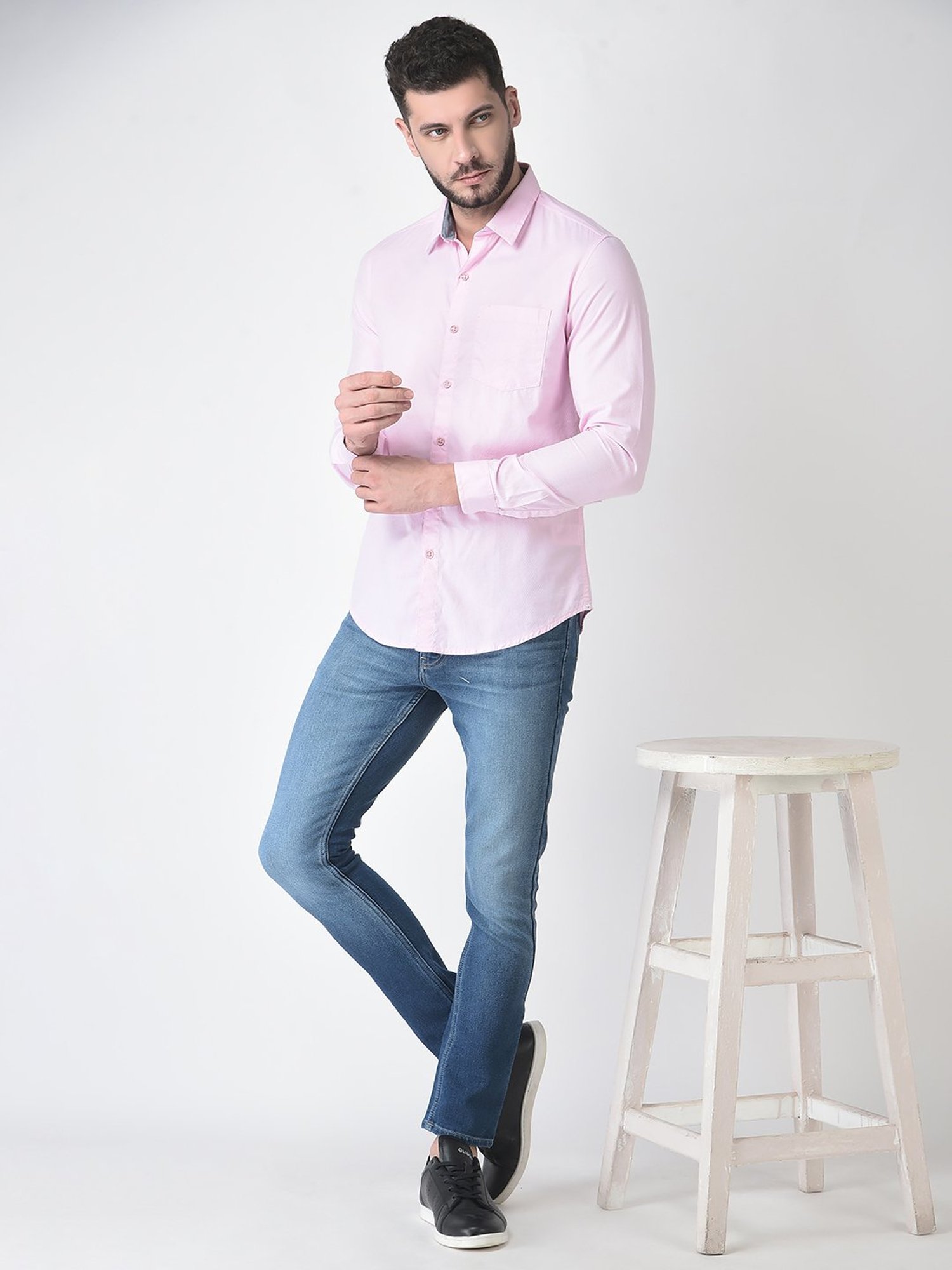 NUMERO UNO Light Pink Slim Fit Shirt