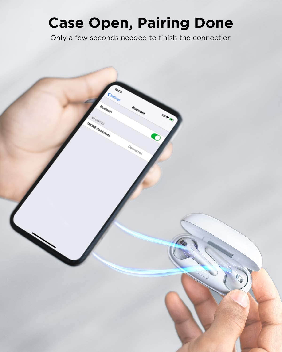 1MORE True Wireless Earbuds, Bluetooth Noise Cancelling Headphones, Fast Connection, In-Ear Detection,4 Microphones for Clear Phone Calls, IPX5 Waterproof, Touch Control, Comfobuds-White