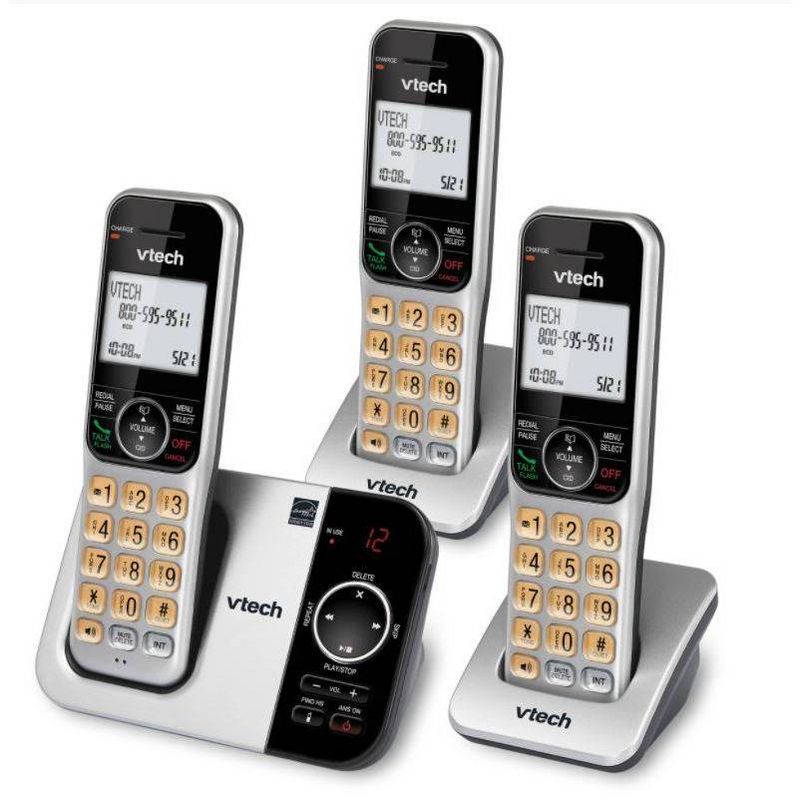 VTech DECT 6.0 Expandable Cordless Phone with Answering Machine - 3 Handsets (CS5329-3)