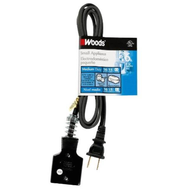 woods 0290 hpn appliance cord, 6foot, black