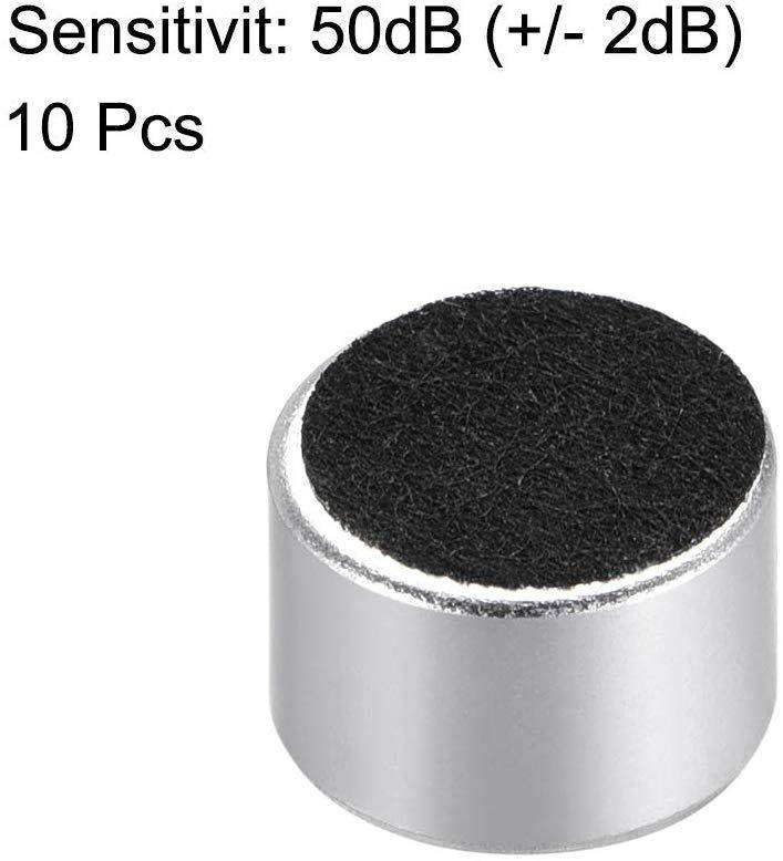 uxcell 9767 50dB Electret Microphone Pickup 9.7mm x 7mm Cylindrical Condenser MIC with Solder Joint for PCB 10 Pcs