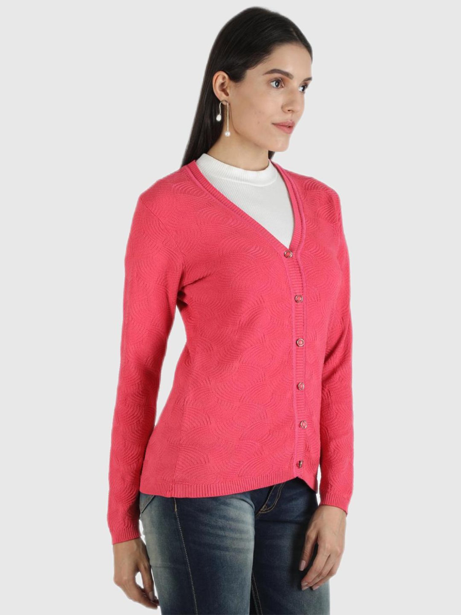 Monte Carlo Pink Self Design Cardigan
