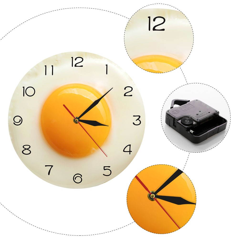 Creative Wall Clock Poached Egg Shape Clock Living Room Decor Battery Powered