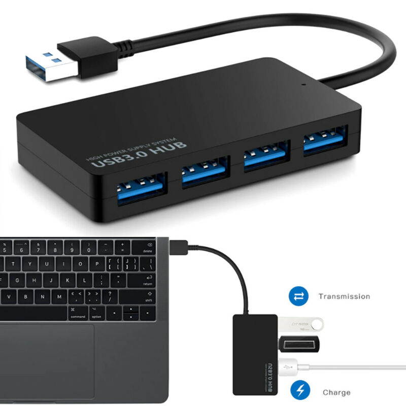 USB 3.0 Hub with 4 Ports USB 3.0 HUB Adapter Up To 5Gbps for MacBook Air, MacBook Pro, MacBook, Mac Mini, PC, Laptops