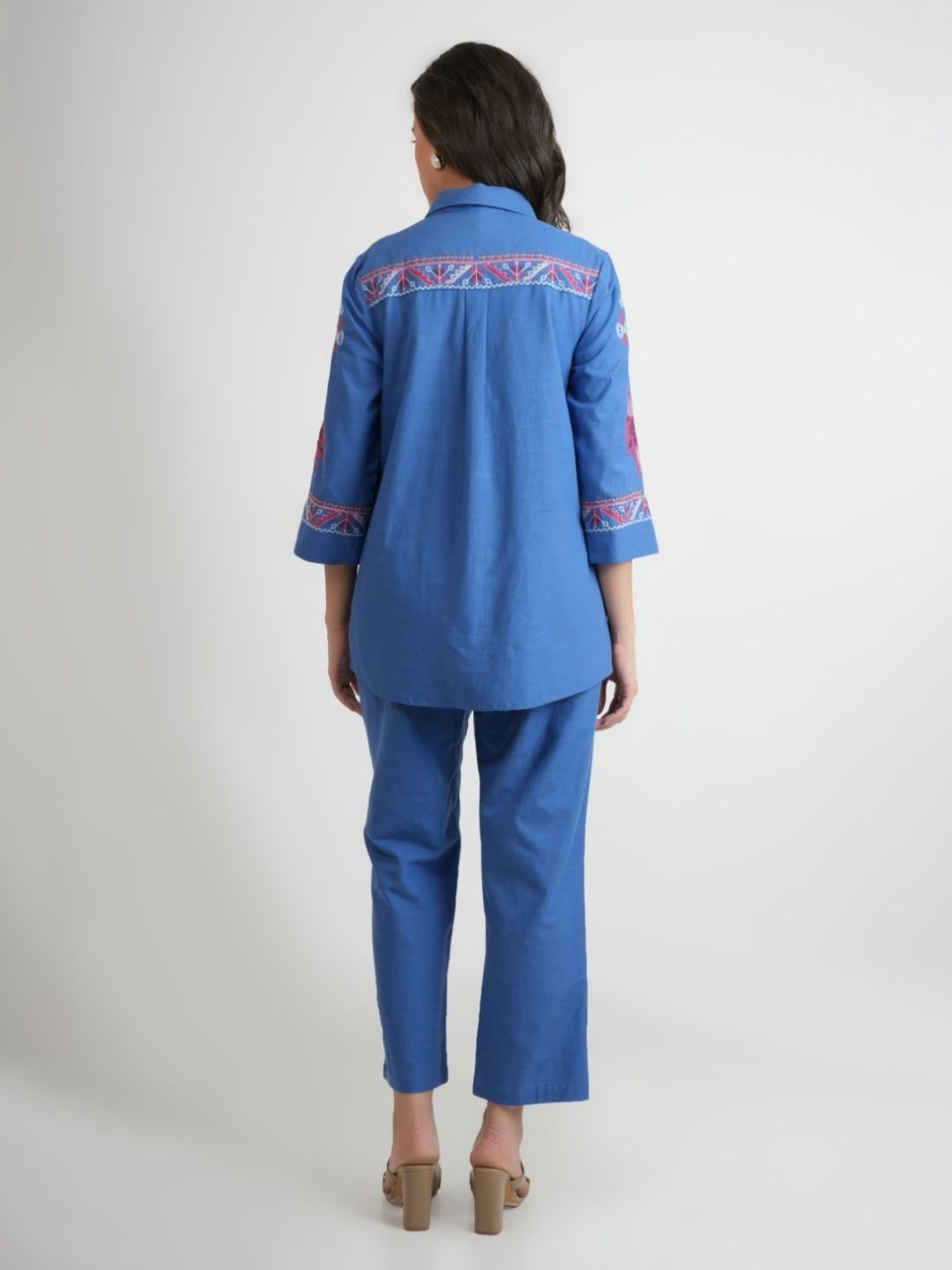 Kaftanize Blue Barkha Printed Shirt And Pant