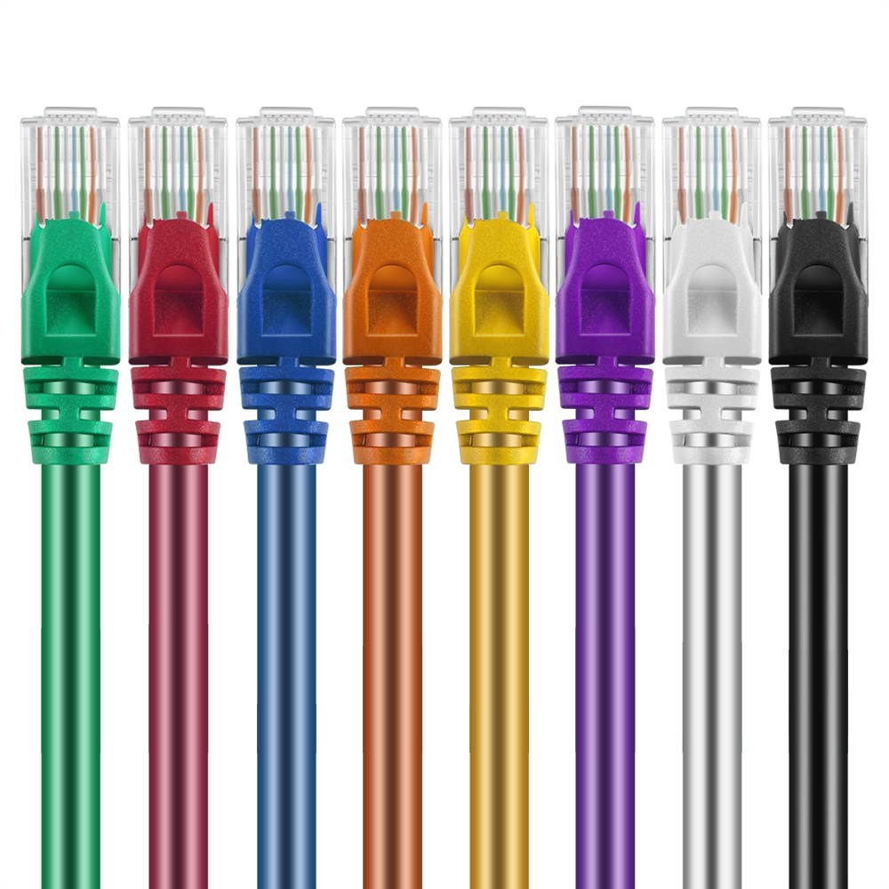 Cat6 Ethernet Patch Cable 8-Color Combo Pack (6FT) - Professional Shielded Snagless RJ45 Connector Computer Internet Networking LAN Wire Cord Jack Plug Premium Twisted Pair
