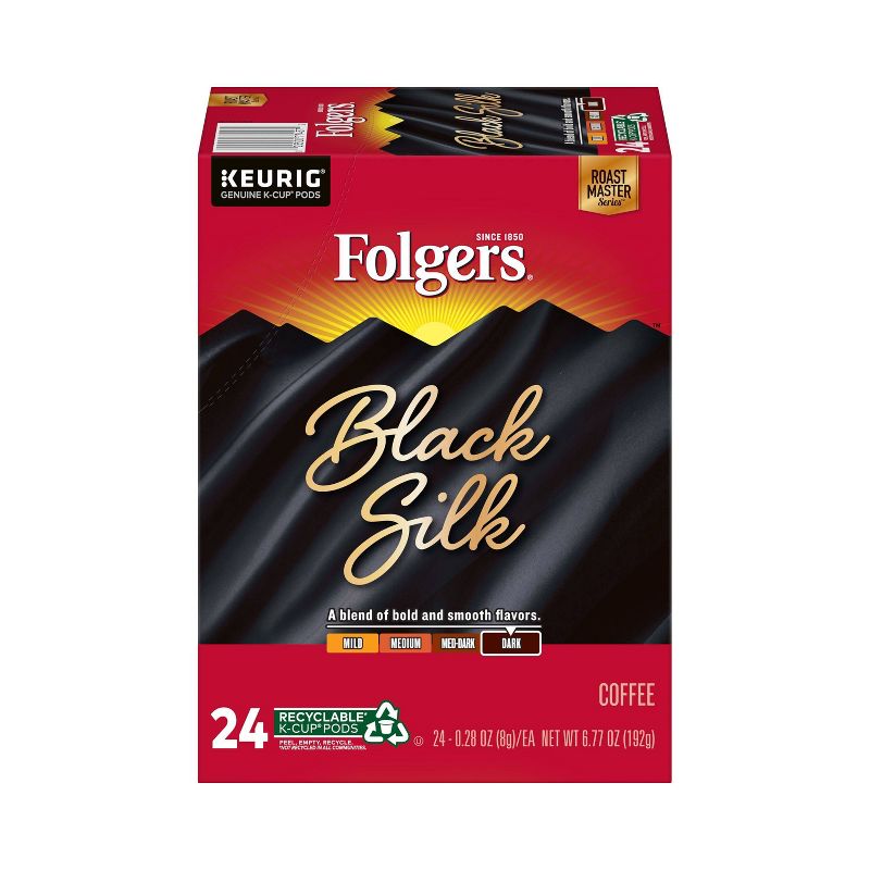 Folgers Black Silk Dark Roast Coffee - Keurig  K-Cup Pods - 24ct