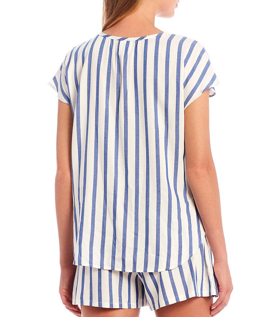 Nottibianche Yarn-Dye Lurex Striped Woven Coordinating Sleep Top