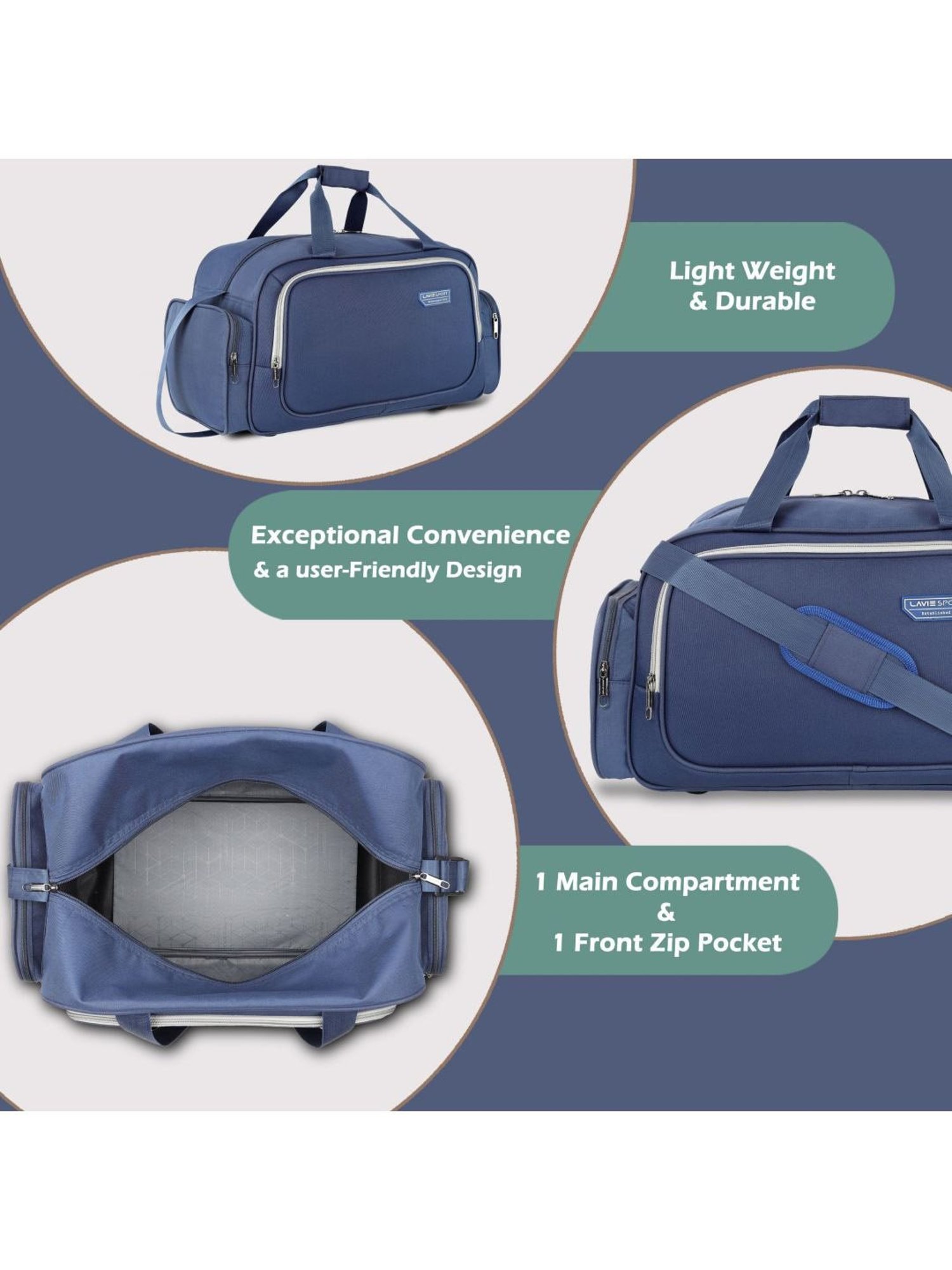 Lavie Sport Bristol Medium 55 cms Duffle Bag | Duffle (Navy)