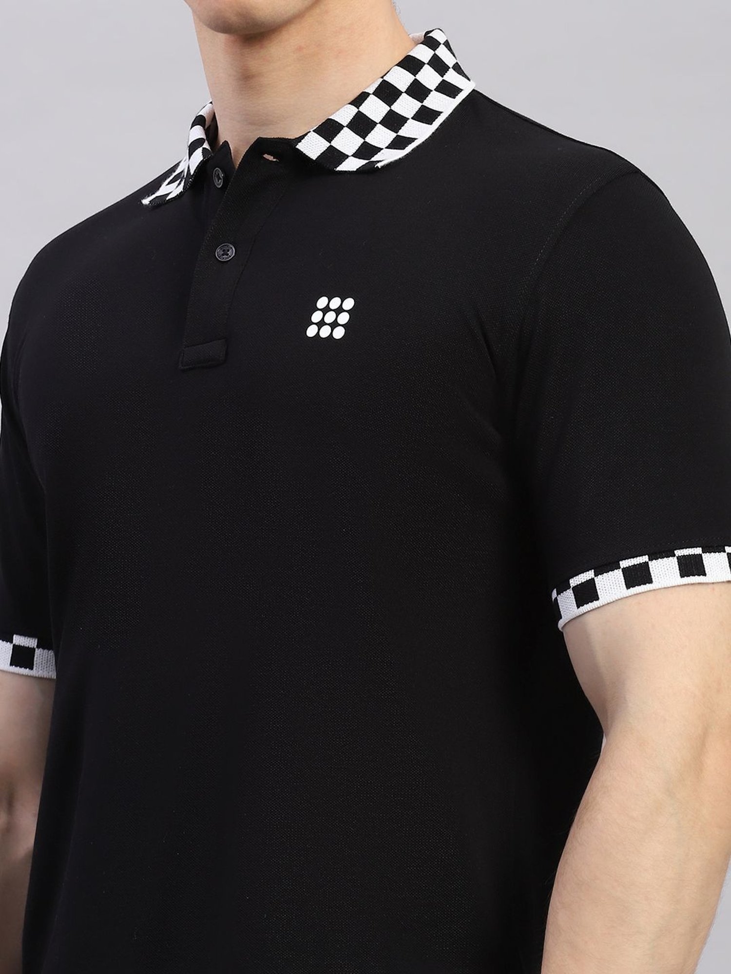 Rock.It Black Cotton Regular Fit Polo T-Shirt