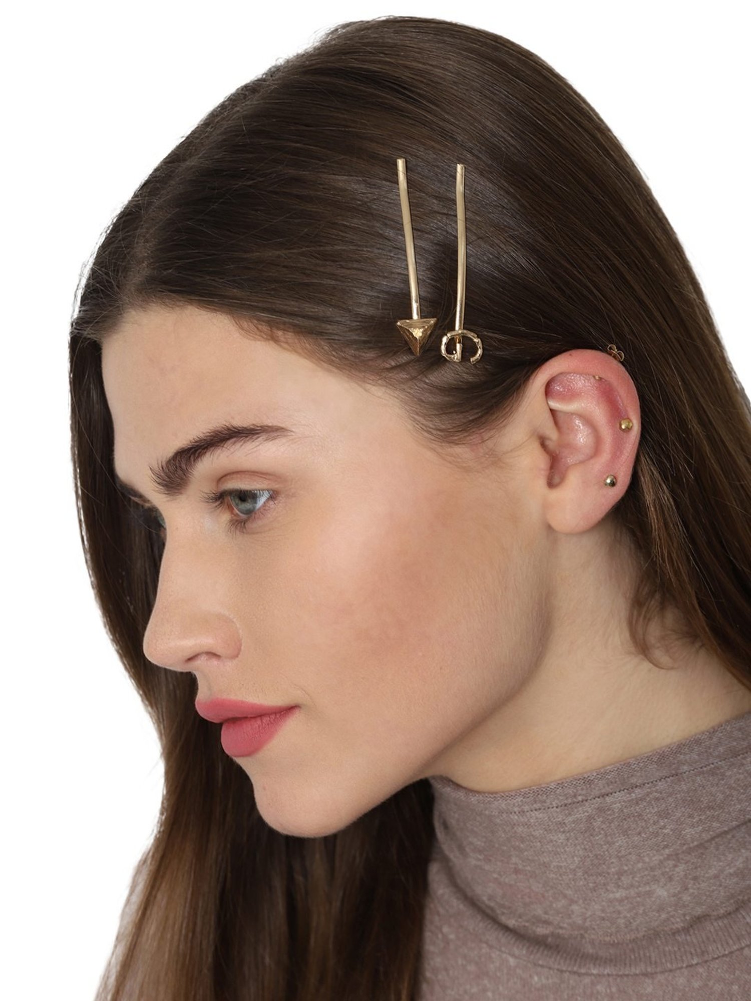 Golden Embellished Hair Clip - Set of 3