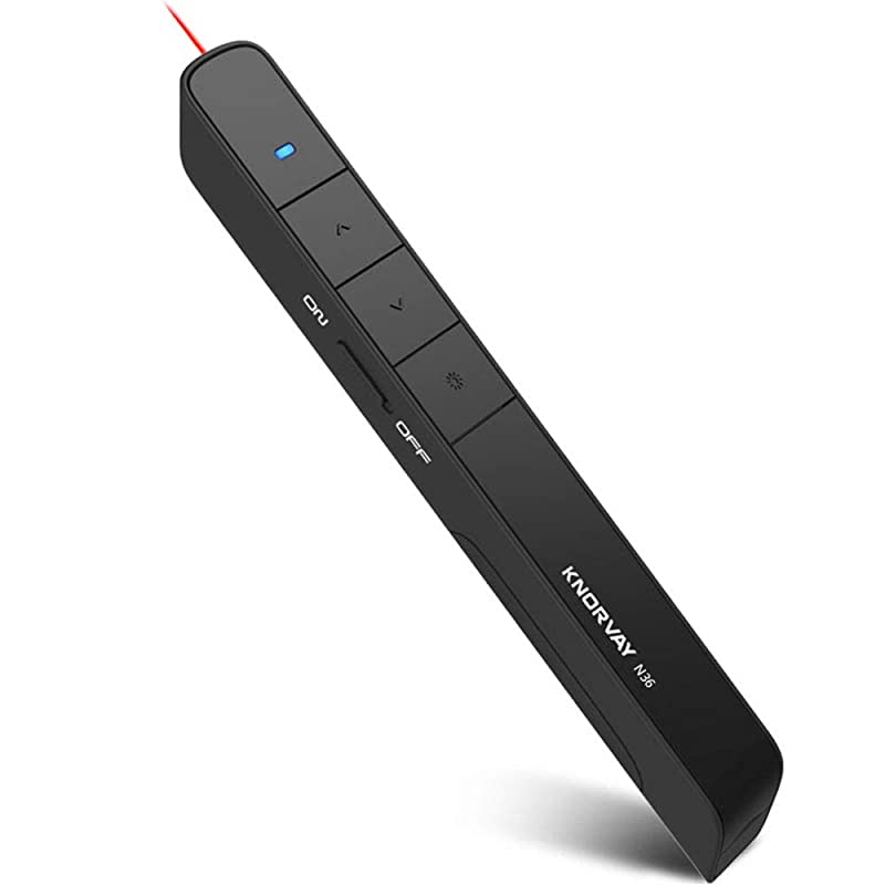 N36 Wireless Presenter Remote 300ft Long Control Range Presentation Clicker for Presentations Remotes Laser Pointer Presentation PPT Powerpoint Clicker 24GHz Support Hyperlink Black