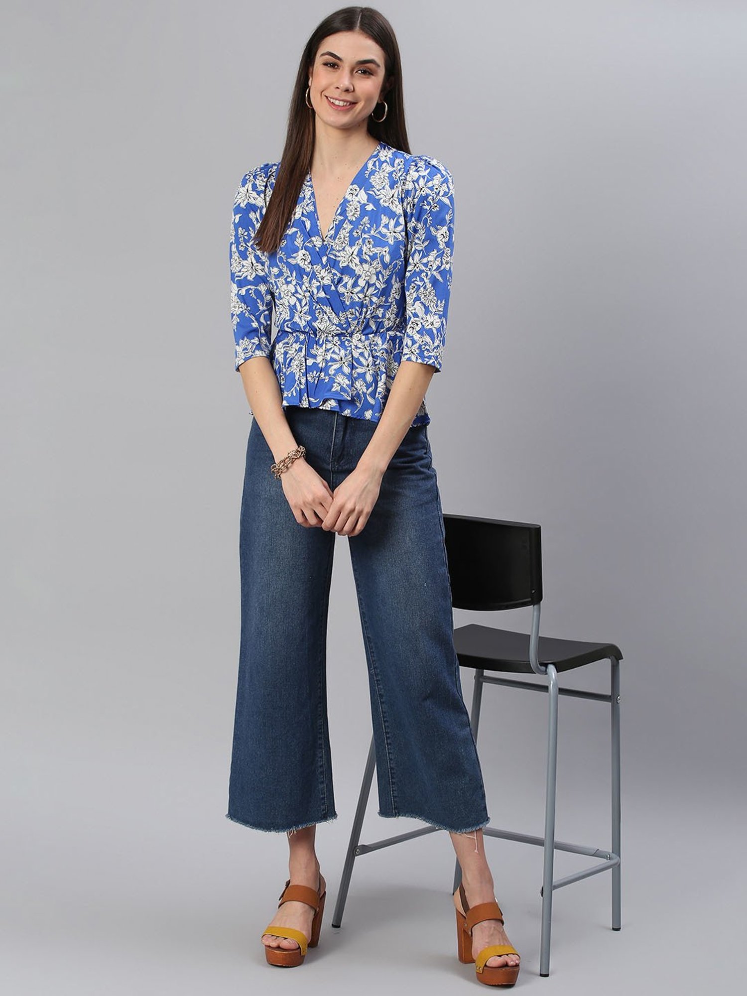 Cation Blue Printed Top