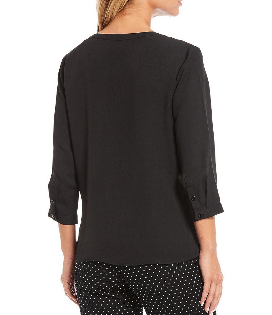 Investments 3/4 Sleeve Split V-Neck Top