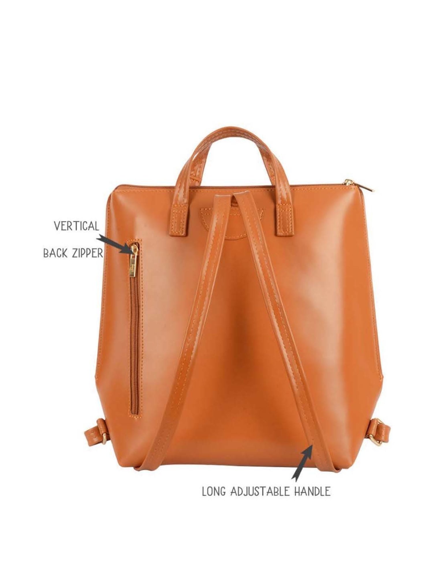 Baggit Tan Solid Medium Convertible Backpack