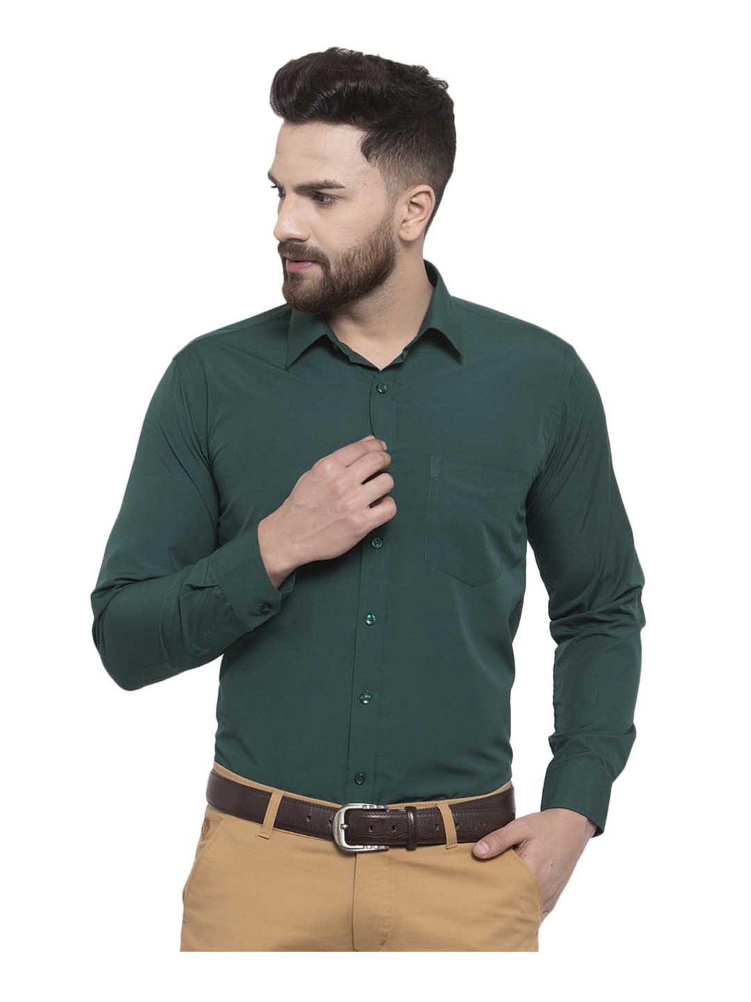 English Navy Dark Green Slim Fit Shirt