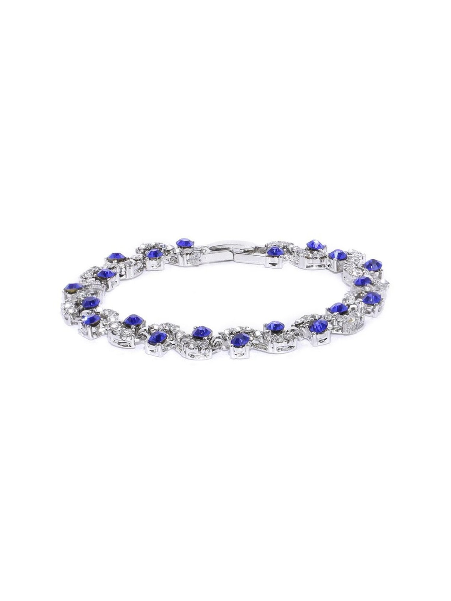 YouBella Jewellery AAA Swiss Zircon Silver-Plated Stylish Latest Crystal Flexible fit Bracelet