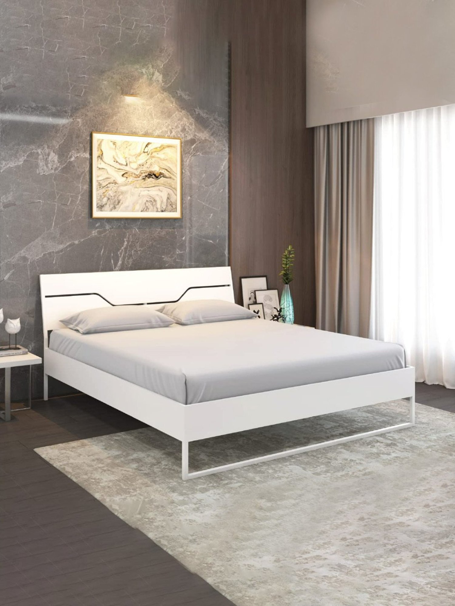 Doctor Dreams by Nilkamal White Metal Queen Grande Bed