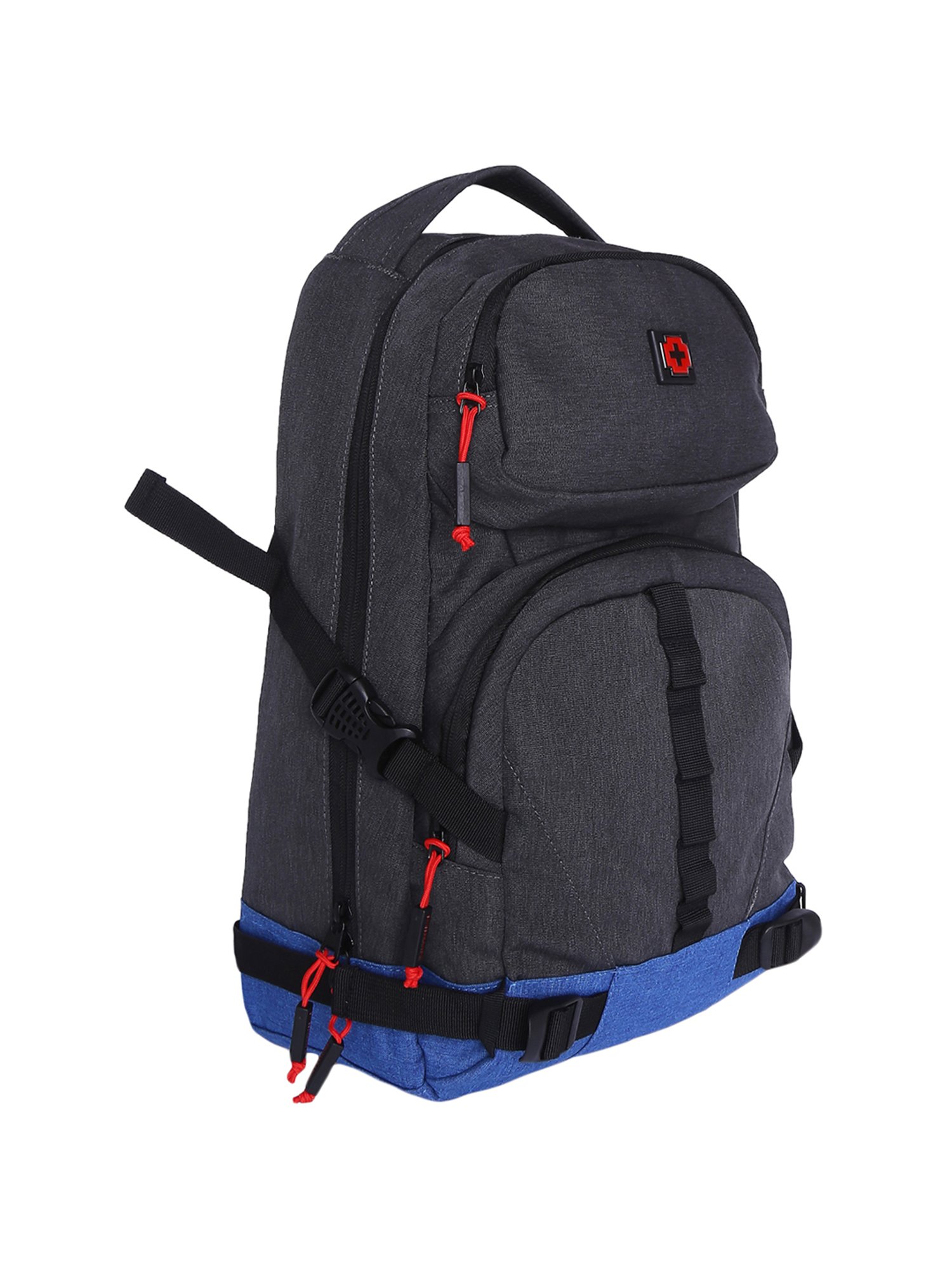 Swiss Brand Maine Daypack 28 Ltr Dark Grey & Blue Medium Laptop Backpack