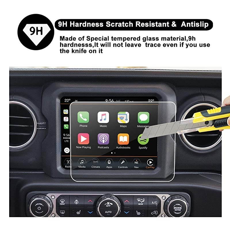 Premium Screen Protector Compatible with 2020 Jeep Gladiator Uconnect 8.4 Inch Touch Screen Anti Glare Scratch Fingerprint Navigation Protection Tempered Glass