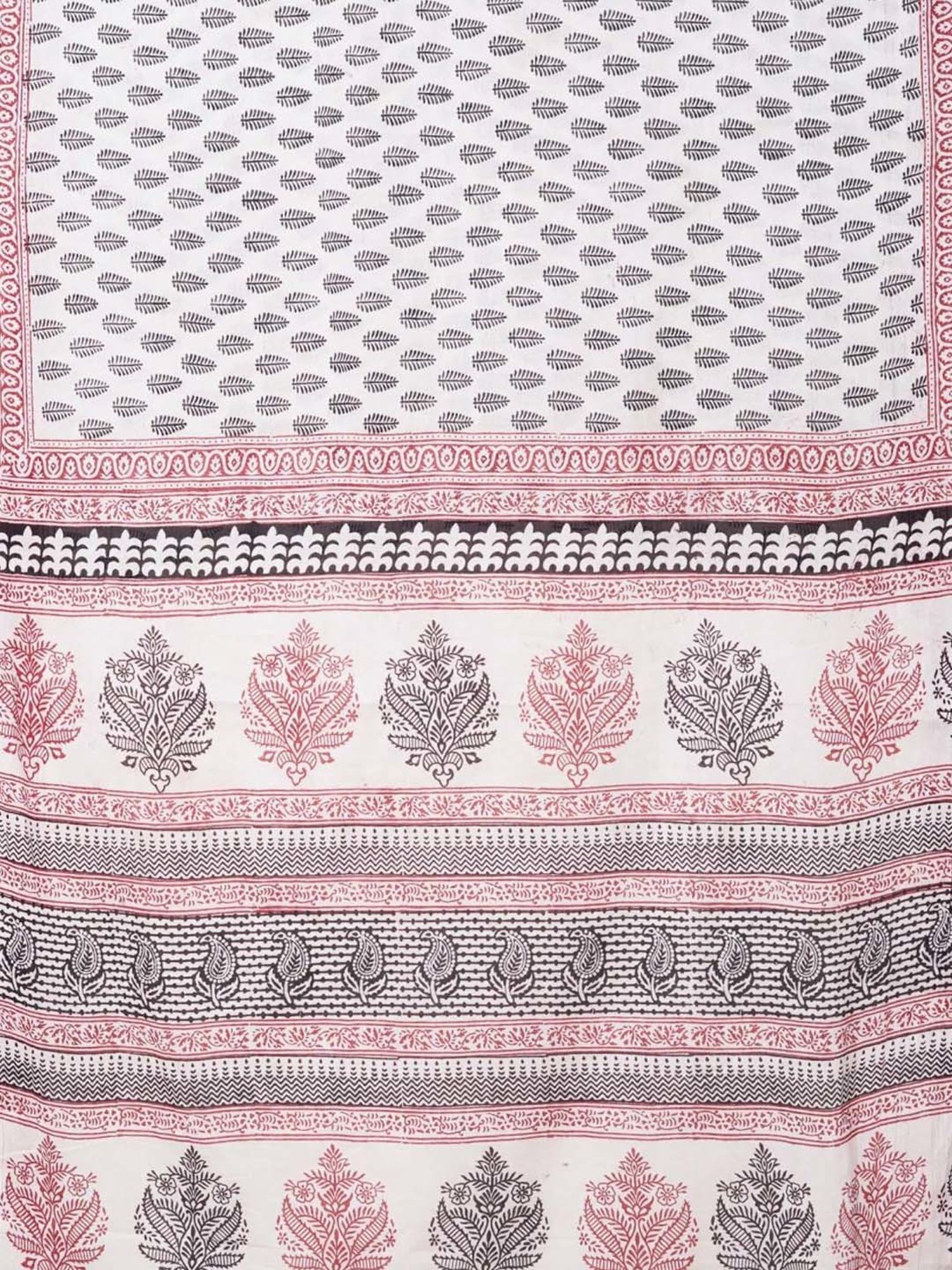 Unnati Silks White & Black Cotton Printed Saree With Unstitched Blouse