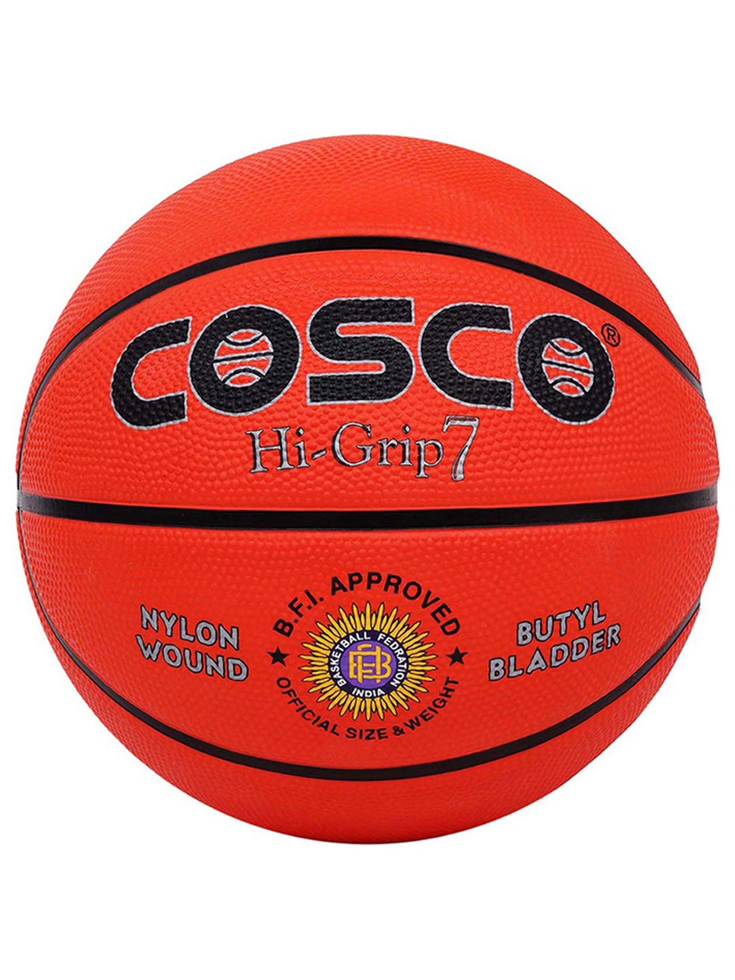 Cosco Hi-Grip Rubber Moulded Basketball (Orange) Size - 7