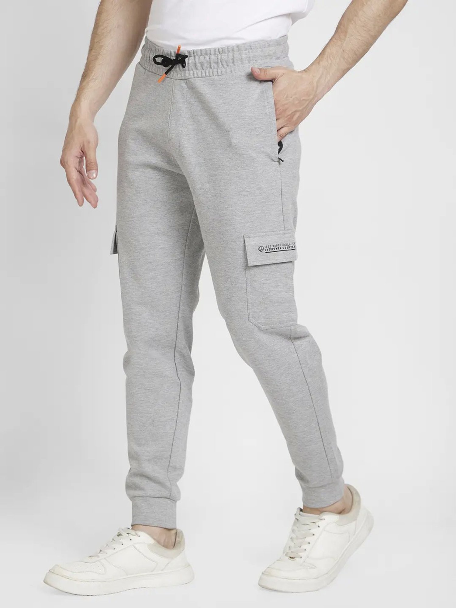 Spykar Ecru Melange  Regular Fit Joggers