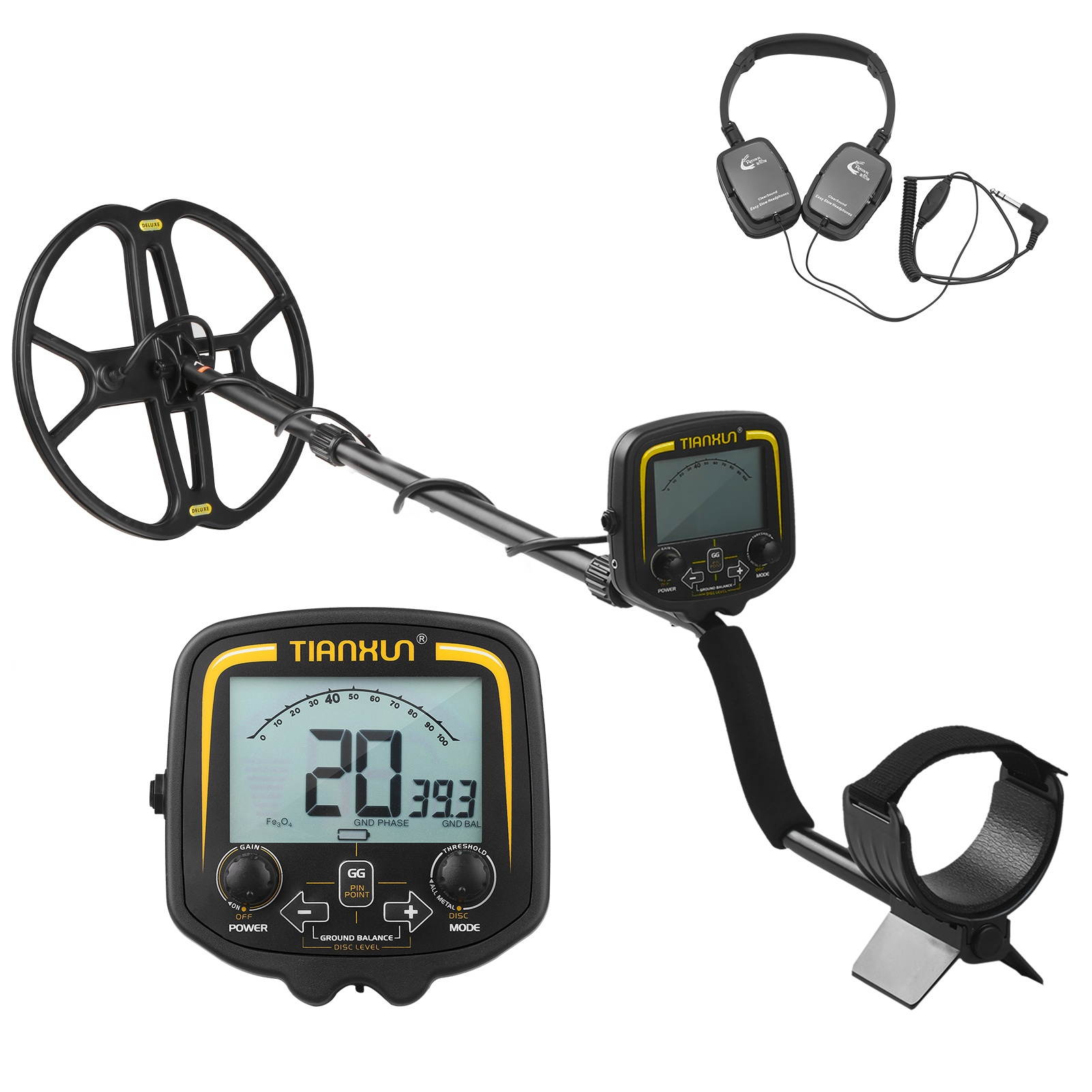 3.7-inch LCD Metal Detector High Sensitive Outdoor Underground Metal Finder Treasure Hunter Gold Prospector Gold Nugget Seeking Device with 12-inch Waterproof DD Search Coil DISC & All Metal Mode