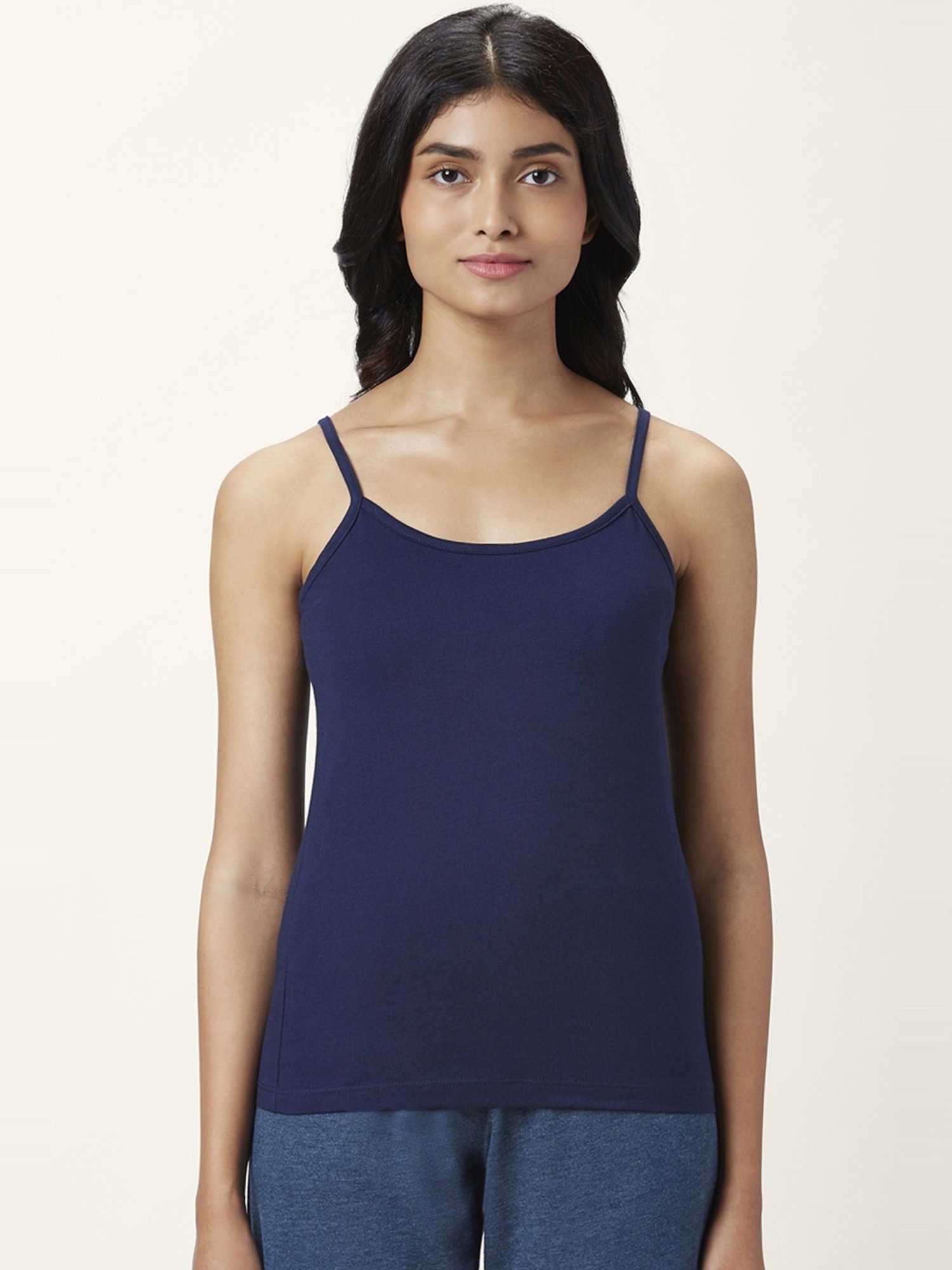 Dreamz by Pantaloons Pink & Navy Cotton Camisoles - Pack Of 2